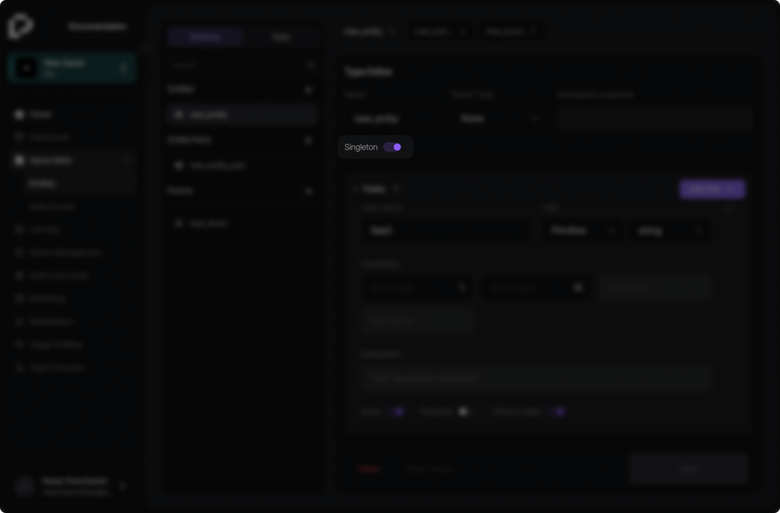 Singleton setting on a schema object